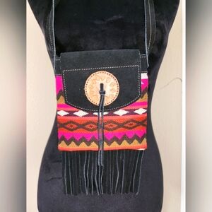 Black Suede Fringe crossbody bag
